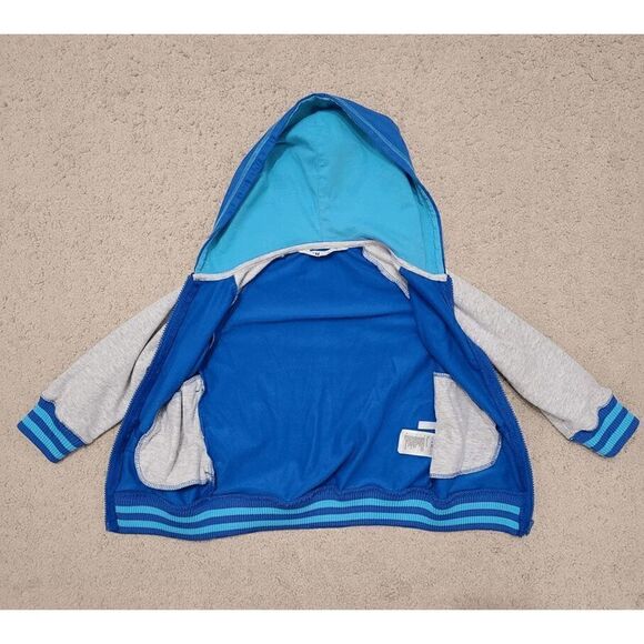 H&M Boy’s Blue Hooded Color Block Zip Closure Track Jacket Size 2-4YR - Picture 3 of 13